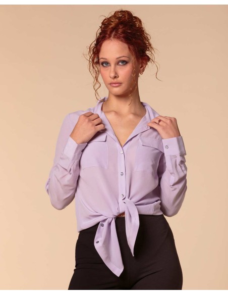 CAMICIA IN 100% SETA CON TASCHE E COLLETTO