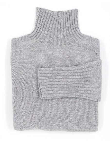 MAGLIONE DONNA SCOZZESE IN LANA DI AGNELLO SUPERFINE COLLO ALTO