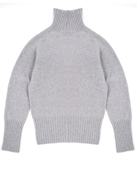 MAGLIONE DONNA SCOZZESE IN LANA DI AGNELLO SUPERFINE COLLO ALTO