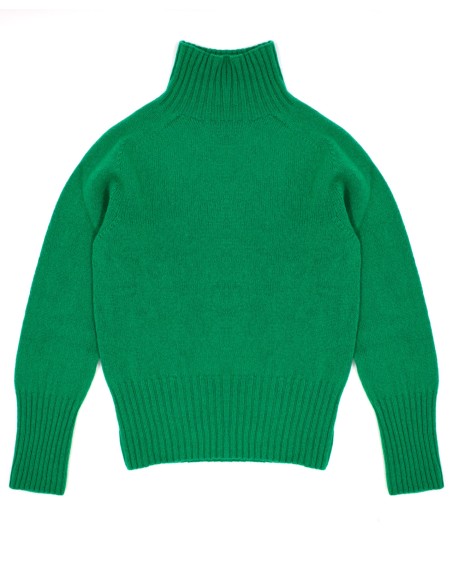 MAGLIONE DONNA SCOZZESE IN LANA DI AGNELLO SUPERFINE COLLO ALTO