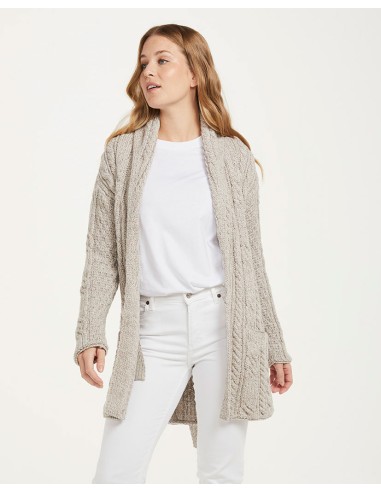 CARDIGAN ARAN CON CINTURA IN LANA MERINO SUPERSOFT