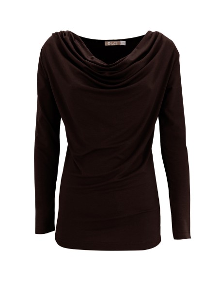 MAGLIA IN BAMBU' CON SCOLLO A CASCATA E MANICA LUNGA