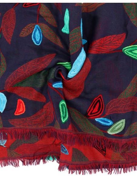 STOLA IN LANA RICAMATA 70X180 "PEACE"