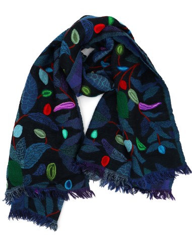 STOLA IN LANA RICAMATA 70X180 "PEACE"