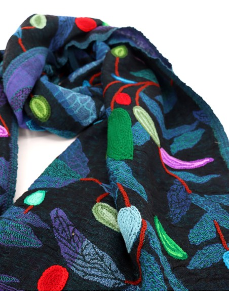 STOLA IN LANA RICAMATA 70X180 "PEACE"