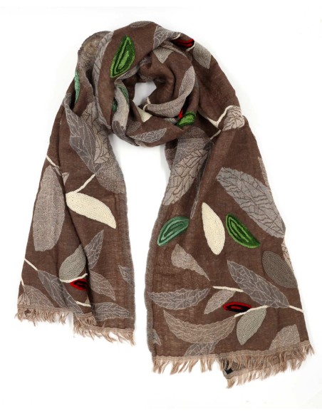 STOLA IN LANA RICAMATA 70X180 "PEACE"