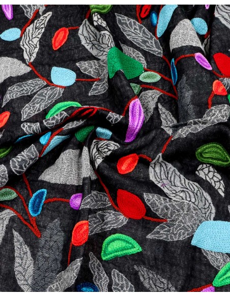 STOLA IN LANA RICAMATA 70X180 "PEACE"