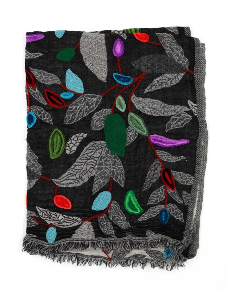 STOLA IN LANA RICAMATA 70X180 "PEACE"