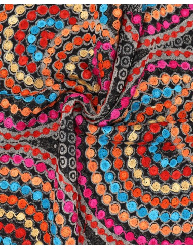 STOLA IN LANA RICAMATA INDIANA 70X200 "MANDALA"