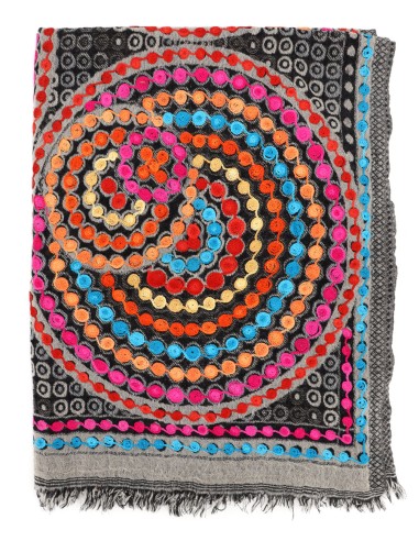 STOLA IN LANA RICAMATA INDIANA 70X200 "MANDALA"