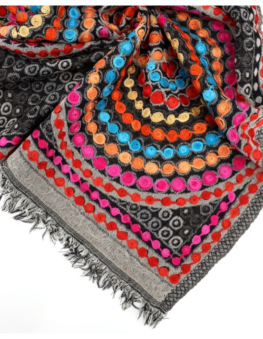 STOLA IN LANA RICAMATA INDIANA 70X200 "MANDALA"