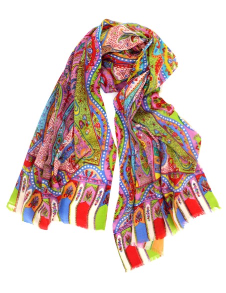 FOULARD IN  LANA MERINO EXTRAFINE  E SETA STAMPATA 70*180 "LUMY"
