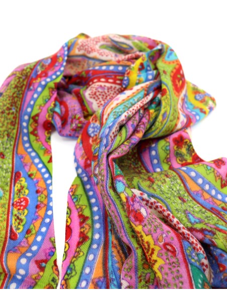 FOULARD IN  LANA MERINO EXTRAFINE  E SETA STAMPATA 70*180 "LUMY"