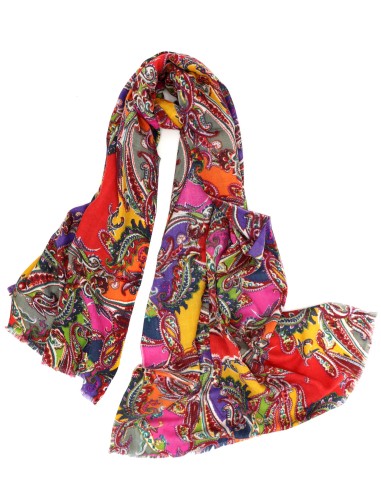 FOULARD IN  LANA EXTRAFINE  E SETA STAMPATA...
