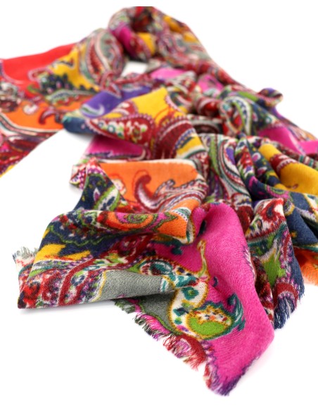 FOULARD IN  LANA EXTRAFINE  E SETA STAMPATA 70*180 "INDY"