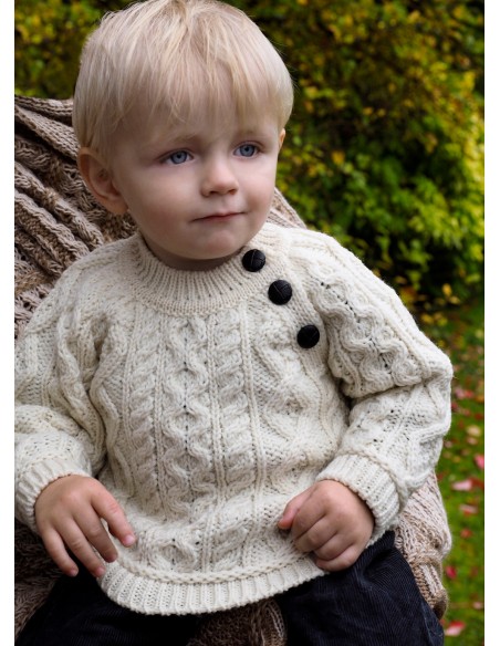 MAGLIONE ARAN BABY IN LANA IRLANDESE