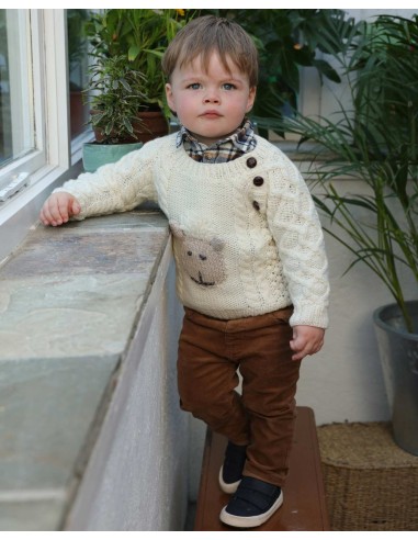 MAGLIONE ARAN BABY IN LANA IRLANDESE "PECORELLA"