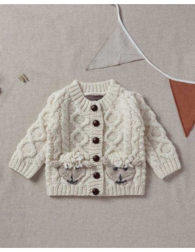 CARDIGAN ARAN BABY IN LANA IRLANDESE "PECORELLA"