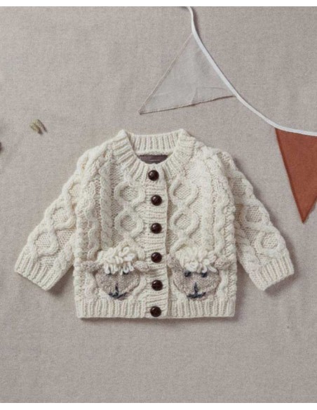 CARDIGAN ARAN BABY IN LANA IRLANDESE "PECORELLA"
