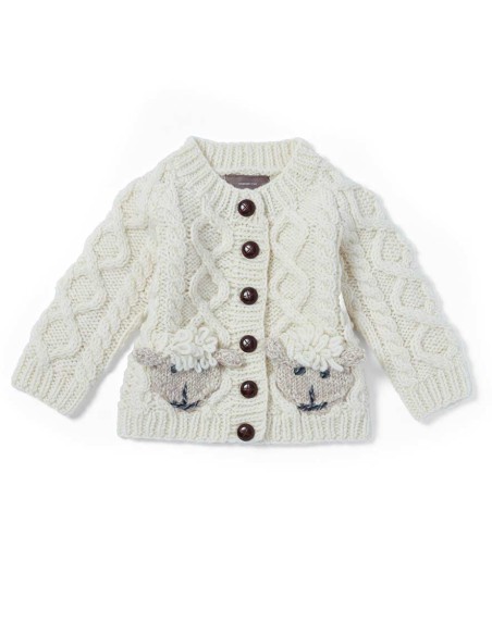 CARDIGAN ARAN BABY IN LANA IRLANDESE "PECORELLA"