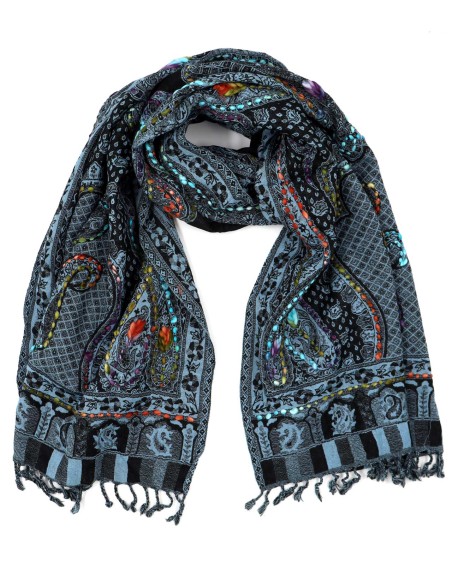 STOLA IN LANA RICAMATA 70X180 "JOY"