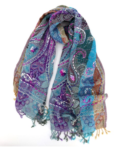 STOLA IN LANA RICAMATA 70X180 "JOY"