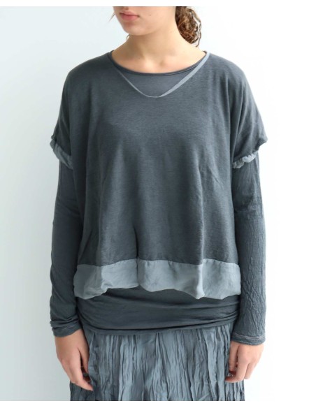 MAGLIA SMANICATA IN SETA E LANA "PALO"