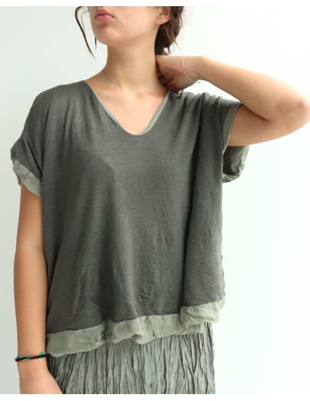 MAGLIA SMANICATA IN SETA E LANA "PALO"