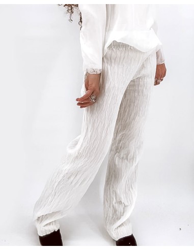 PANTALONE IN SETA INCRESPATA DOPPIATO AD...