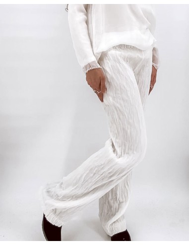 PANTALONE IN SETA INCRESPATA DOPPIATO AD...