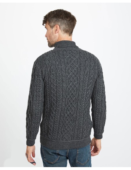 MAGLIONE ARAN IN LANA IRLANDESE SUPERSOFT "COLLO ALTO"