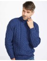MAGLIONE ARAN IN LANA IRLANDESE SUPERSOFT "COLLO ALTO"