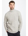 MAGLIONE ARAN IN LANA IRLANDESE SUPERSOFT "COLLO ALTO"
