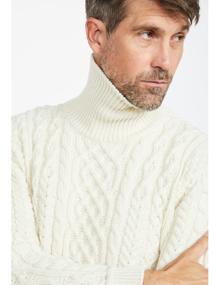 MAGLIONE ARAN IN LANA IRLANDESE SUPERSOFT "COLLO ALTO"