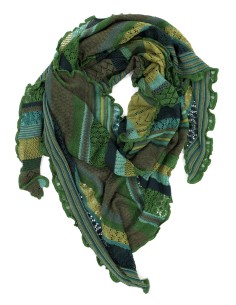 STOLA TRIANGOLARE IN LANA MERINO 100X200 "KYRA" - VERDE