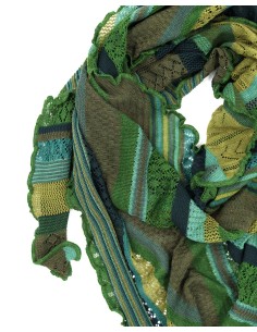 STOLA TRIANGOLARE IN LANA MERINO 100X200 "KYRA" - VERDE 2