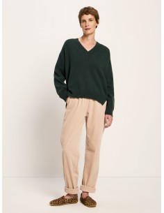 MAGLIONE SCOLLO A "V" IN LANA E COTONE BIO - BOSCO 2