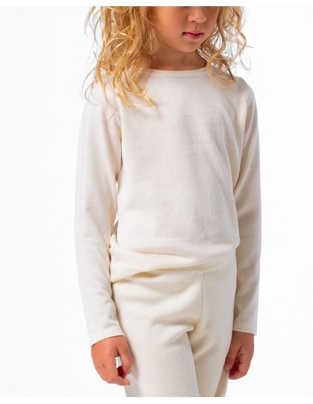 CASHMIRETTA KIDS MANICA LUNGA IN SETA E CASHMERE