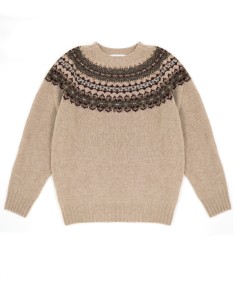 MAGLIONE SCOZZESE IN 100% LANA VERGINE "FAIRISLE YOKE" -...