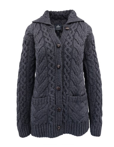 CARDIGAN ARAN IN 100% LANA MERINO SUPERSOFT CON...