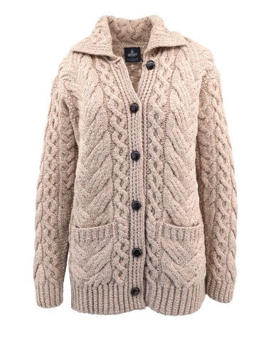 CARDIGAN ARAN IN 100% LANA MERINO SUPERSOFT CON...