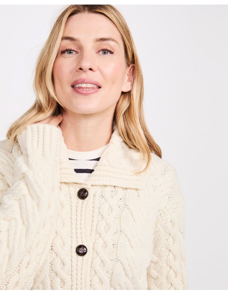 CARDIGAN ARAN IN 100% LANA MERINO SUPERSOFT CON BOTTONI