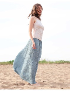 GONNA IN 100% SETA "DETTE LIMITED" - DENIM