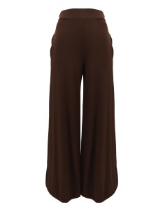 PANTALONI IN JERSEY DI BAMBU AMPI A PALAZZO - MARRONE