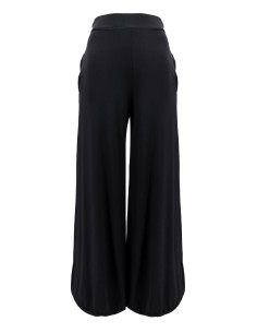 PANTALONI IN JERSEY DI BAMBU AMPI A PALAZZO - NERO