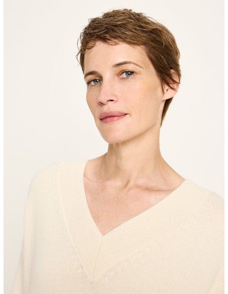 MAGLIONE SCOLLO A "V" IN LANA E COTONE BIO
