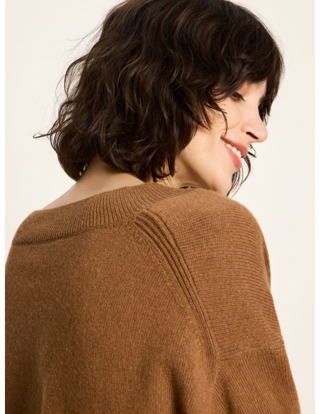 MAGLIONE SCOLLO A "V" IN LANA E COTONE BIO