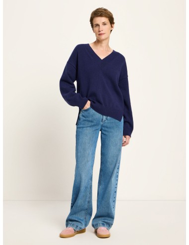 MAGLIONE SCOLLO A "V" IN LANA E COTONE BIO