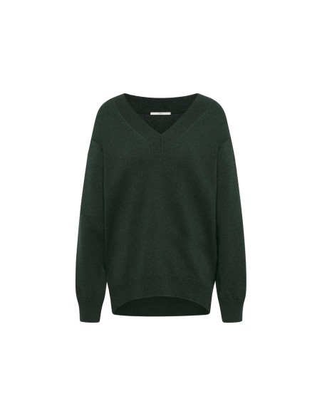 MAGLIONE SCOLLO A "V" IN LANA E COTONE BIO