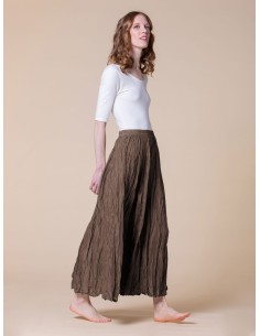 GONNA IN PURA SETA "DETTE" - MARRONE